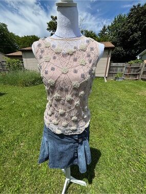 Romantic coquette aesthetic top with beads